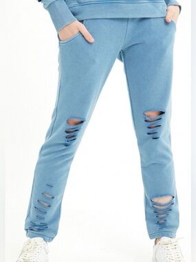 NSF blue distressed jogger sweat